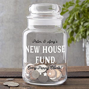 New House Fund Personalized Glass Money Jar - 23748
