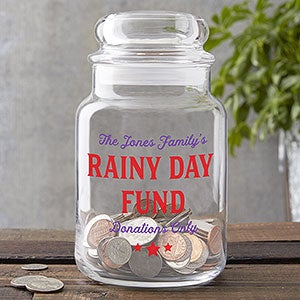 Rainy Day Personalized Glass Money Jar - 23750