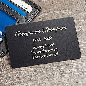 Engraved Memorial Metal Wallet Card - 23752