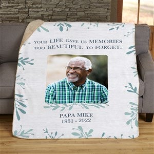 Botanical Memorial Personalized 60x80 Sherpa Photo Blanket - 23758-SL