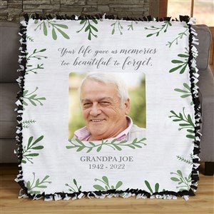 Botanical Memorial Personalized 50x60 Tie Photo Blanket - 23758-T