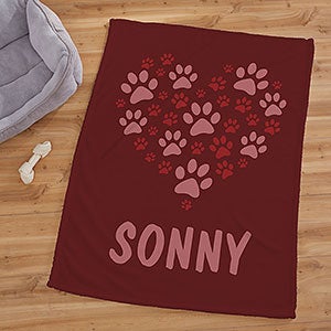 Paws On My Heart Personalized 30x40 Fleece Blanket - 23761-B