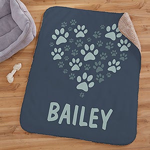 Paws On My Heart Personalized 30x40 Sherpa Blanket - 23761-SB