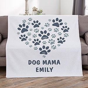 Paws On My Heart Personalized 50x60 Sweatshirt Blanket - 23761-SW