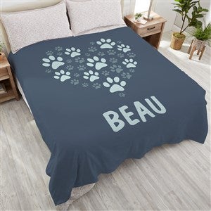 Paws On My Heart Personalized 90x90 Plush Queen Fleece Blanket - 23761-QU