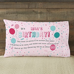 Birthday Girl Personalized 20" x 40" King Pillowcase - 23764-K