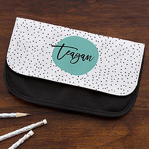 Modern Polka Dot Personalized Pencil Case - 23775