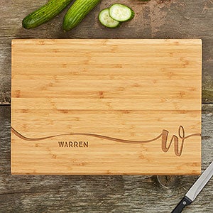 Script Initial Personalized Bamboo Cutting Board- 14x18 - 23794-L