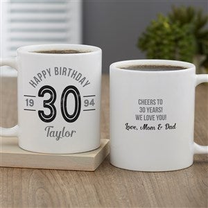 Modern Birthday Personalized Coffee Mug 11 oz.- White - 23819-S