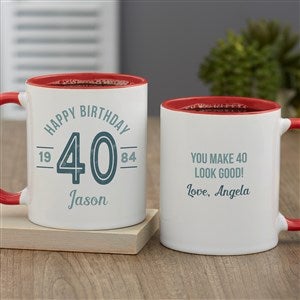 Modern Birthday Personalized Coffee Mug 11 oz.- Red - 23819-R