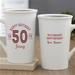 Modern Birthday Personalized Latte Mug 16 oz.- White - 23819-U