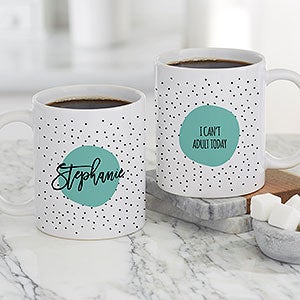 Modern Polka Dot Personalized Coffee Mug - White - 23822-S