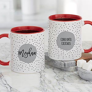 Modern Polka Dot Personalized Coffee Mug 11 oz.- Red - 23822-R