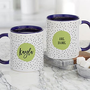 Modern Polka Dot Personalized Coffee Mug 11 oz.- Blue - 23822-BL