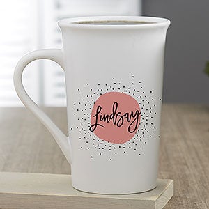 Modern Polka Dot Personalized Latte Mug - 23822-U