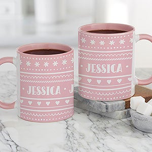Nordic Noel Personalized Coffee Mug - Pink - 23823-P
