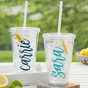 Scripty Style Personalized 17 oz. Acrylic Insulated Tumbler - 23846