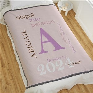 All About Baby Girl Personalized 56x60 Woven Baby Blanket - 23856-A