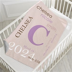 All About Baby Girl Personalized 30x40 Quilted Baby Blanket - 23856-SQ