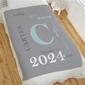 All About Baby Boy Personalized 60x80 Fleece Baby Blanket - 23857-L