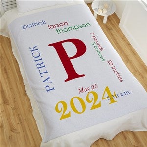 All About Baby Boy Personalized 50x60 Sweatshirt Baby Blanket - 23857-SW