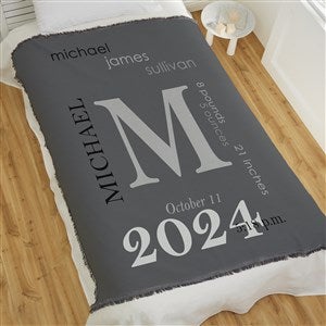 All About Baby Boy Personalized 56x60 Woven Throw Baby Blanket - 23857-A