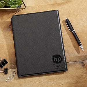 Modern Initials Personalized Junior Padfolio - Black - 23946