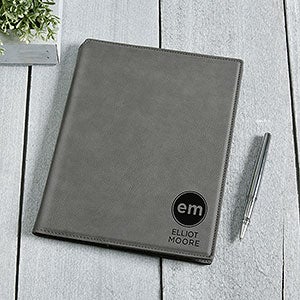 Modern Initials Personalized Junior Padfolio- Charcoal - 23946-C