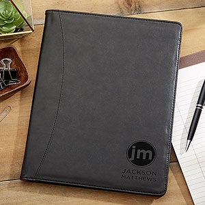 Modern Initials Personalized Full Pad Portfolio - Black - 23947