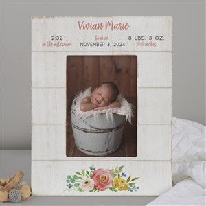 Floral Baby Girl Personalized Shiplap Frame - 5x7 Vertical - 24002-5x7V