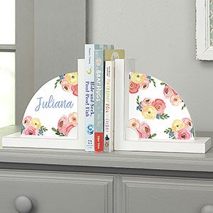 Floral Baby Personalized Bookends - 24032
