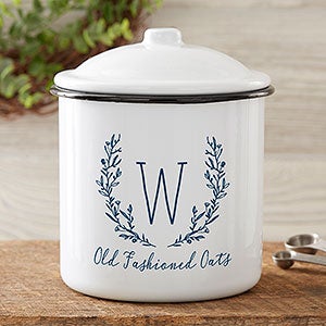 Farmhouse Floral Personalized Enamel Medium Kitchen Canister - 24040-M