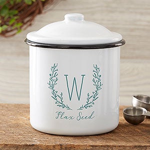 Farmhouse Floral Personalized Enamel Small Kitchen Canister - 24040-S