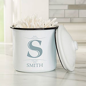 Elegant Monogram Personalized Bathroom Enamel Jar - Small Canister - 24041-S