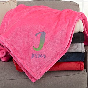 Ombre Initial Personalized 50x60 Pink Fleece Blanket - 24082-SP