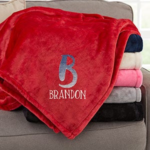 Ombre Initial Personalized 50x60 Red Fleece Blanket - 24082-SR