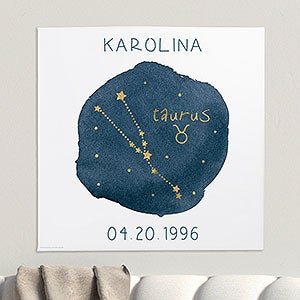 Taurus Zodiac Sign Personalized Canvas Print-16