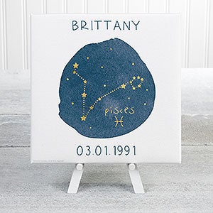 Pisces Zodiac Sign Personalized Canvas Print-5½ x 5½ - 24112-5x5