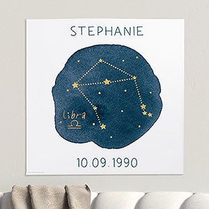 Libra Zodiac Sign Personalized Canvas Print-12