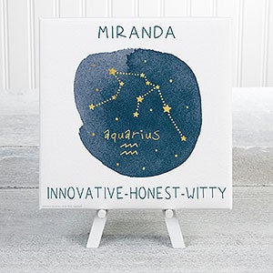 Aquarius Zodiac Sign Personalized Canvas Print-5½ x 5½ - 24118-5x5