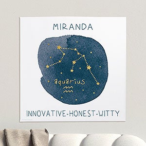 Aquarius Zodiac Sign Personalized Canvas Print -8