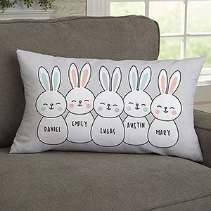 Bunny Family Personalized Lumbar Velvet Throw Pillow - 24126-LBV