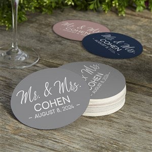 Stamped Elegance Personalized Wedding Favor Paper Coasters - 24144