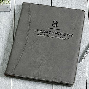 Initial Monogram Personalized Full Pad Portfolio - Charcoal - 24168-C