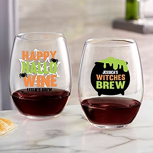 Lets Get Smashed Personalized Halloween Stemless Wine Glass - 24172-S