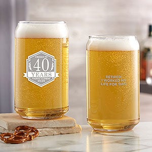 Retirement Personalized 16oz. Beer Can Glass - 24175-B