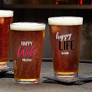 Happy Wife, Happy Life Personalized Pint Glass - 24187-PG