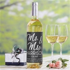 Stamped Elegance Personalized Wedding Wine Bottle Labels - 24189