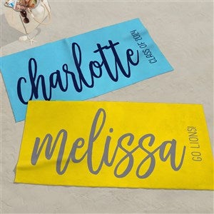 Graduation Scripty Style Personalized 30x60 Beach Towel - 24193