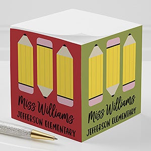 Teachers Pencil Personalized Paper Note Cube - 24221